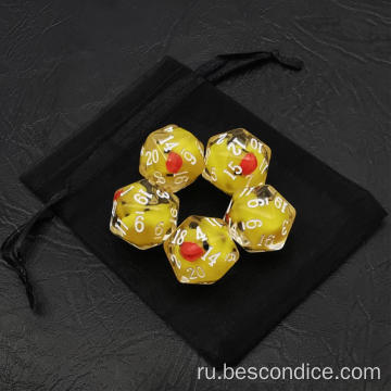 Bescon Yellow Duck 20 Sides Dice Set 5, Duck D20 5pcs Set